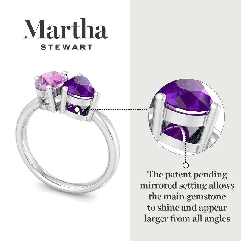 Martha Stewart 2ctw. Pink Sapphire & Amethyst Two Stone Ring In Sterling Silver image number null
